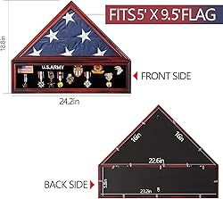 Tieeqe Large Military Shadow Box Solid Wood Burial