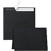 Silunkia Black Blank Cards with Envelopes 5 x 7 Heavyweight Folded Cardstock and Printable A7 Envelopes Self Seal 20 Packs for Thank You Cards, Wedding Invitations, Mailing, Birthday Party