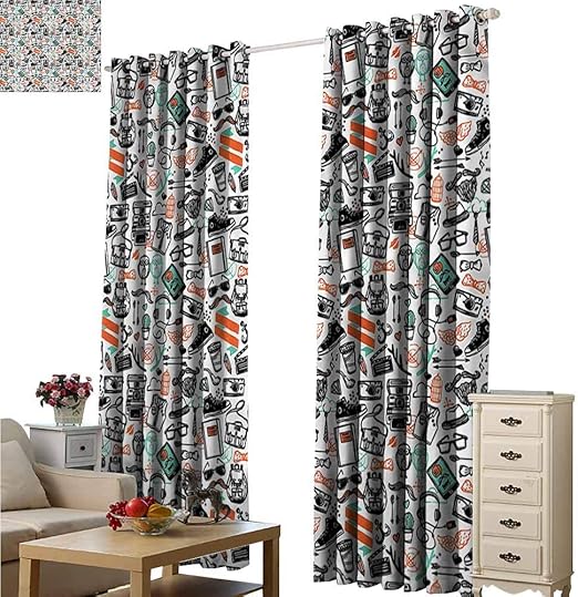 Amazon Com Window Curtain Indie Hipster Fashion Sketch Curtains