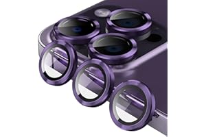 Jeluse 3X2 Pack Camera Lens Protector for iPhone 16 Pro Max/iPhone 16 Pro/iPhone 14 Pro Max/iPhone 14 Pro, 9H Tempered Glass Screen Protector Cover [Alignment Kit] Metal Individual Ring