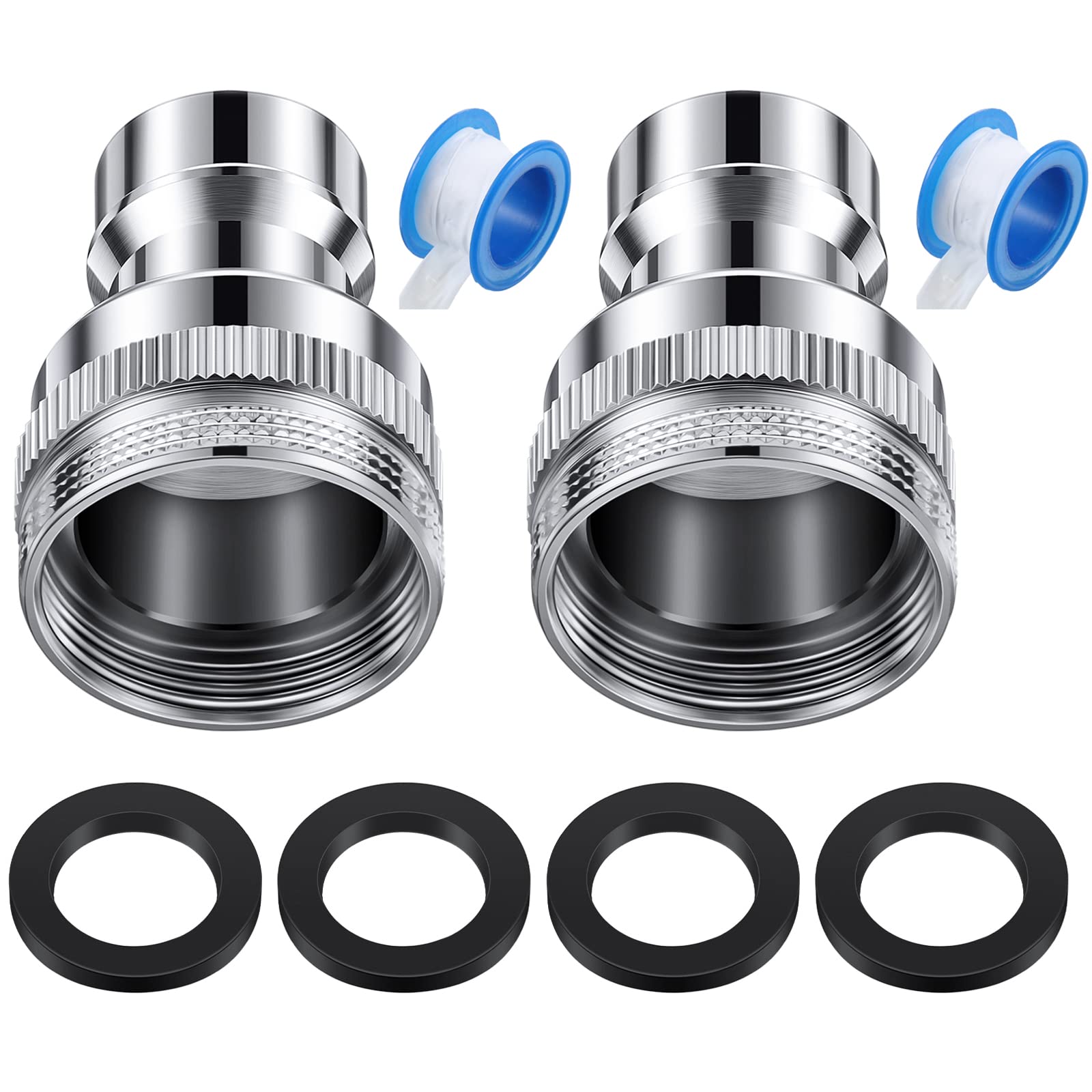 Photo 1 of Dreyoo 2 Pcs Dishwasher Faucet Adapter, Dishwasher Snap Adapter Connection 15/16-27Male or 55/64-27Famale Chrome (No Filter)