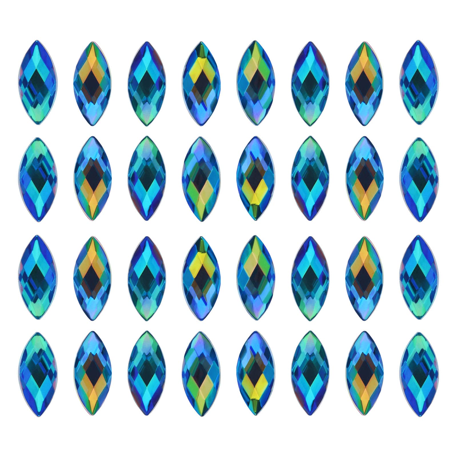 OTOTEC 500Pcs Acrylic Sew On Rhinestones AB Decorative Crystal Horse Eye Shape Rhinestones Decoration for DIY Making Crafts Scrapbooks Clothing Phones Blue