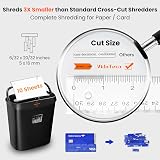 VidaTeco Micro-Cut Shredder 10-Sheet P-4 5x16mm 15L Basket Jam-Proof view 4