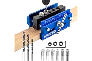 HOTIFYTOOLS 2.4"Self Centering Doweling Jig Kit, Adjustable Width Dowel Jig for Straight Holes, Biscuit Joiner Set Woodworking Power Tool Accessory Jigs (Blue)