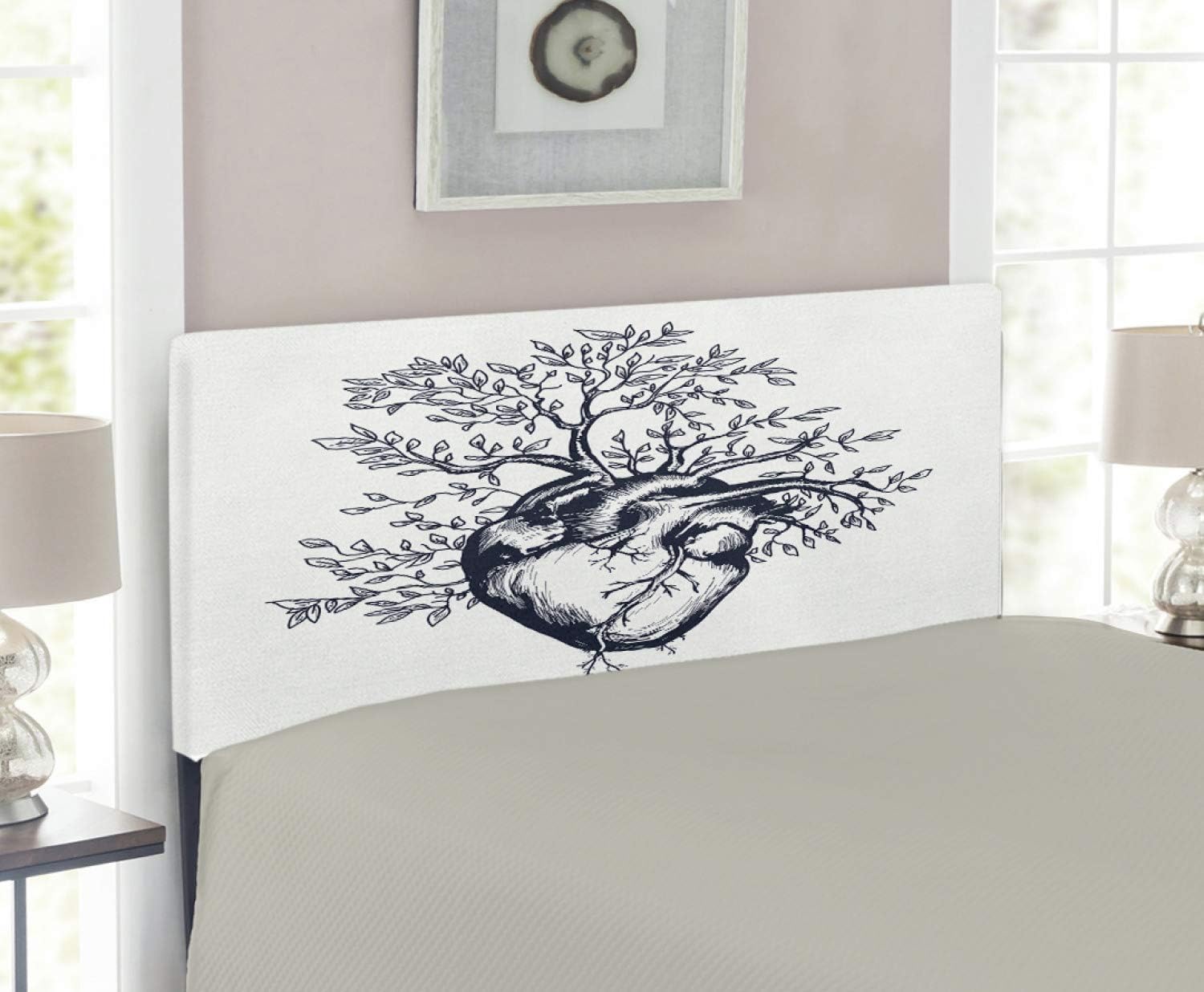 Lunarable Surrealistic Headboard for Twin Size Bed, Human Heart