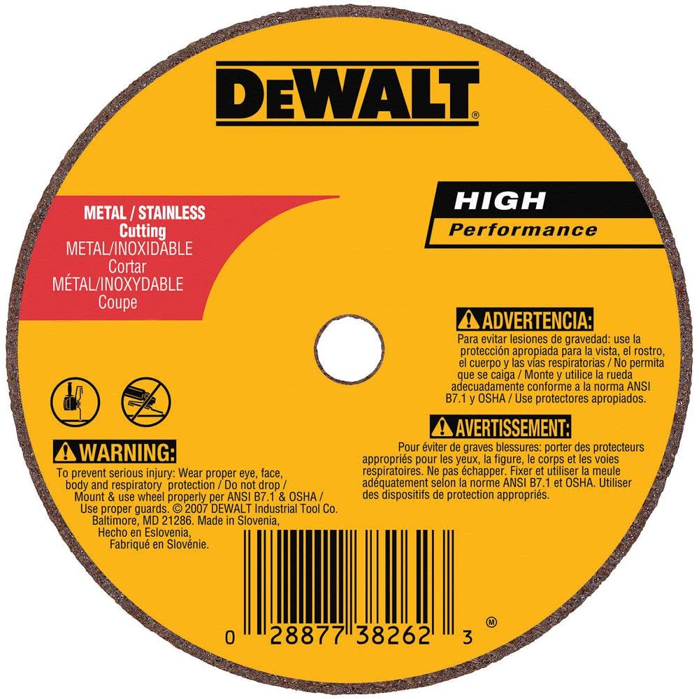 Photo 1 of DeWalt DW8711 A60T Wheel, 3-Inch X 1/16-Inch X 3/8-Inch