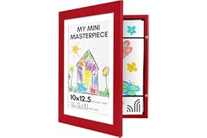Americanflat 10x12.5 Kids Art Frame - Front Loading Picture Frames Hold 100 Artworks - Use as 8.5x11 Frame with Mat or Display 10x12.5 Artwork Without Mat - My Mini Masterpiece - Apple Red
