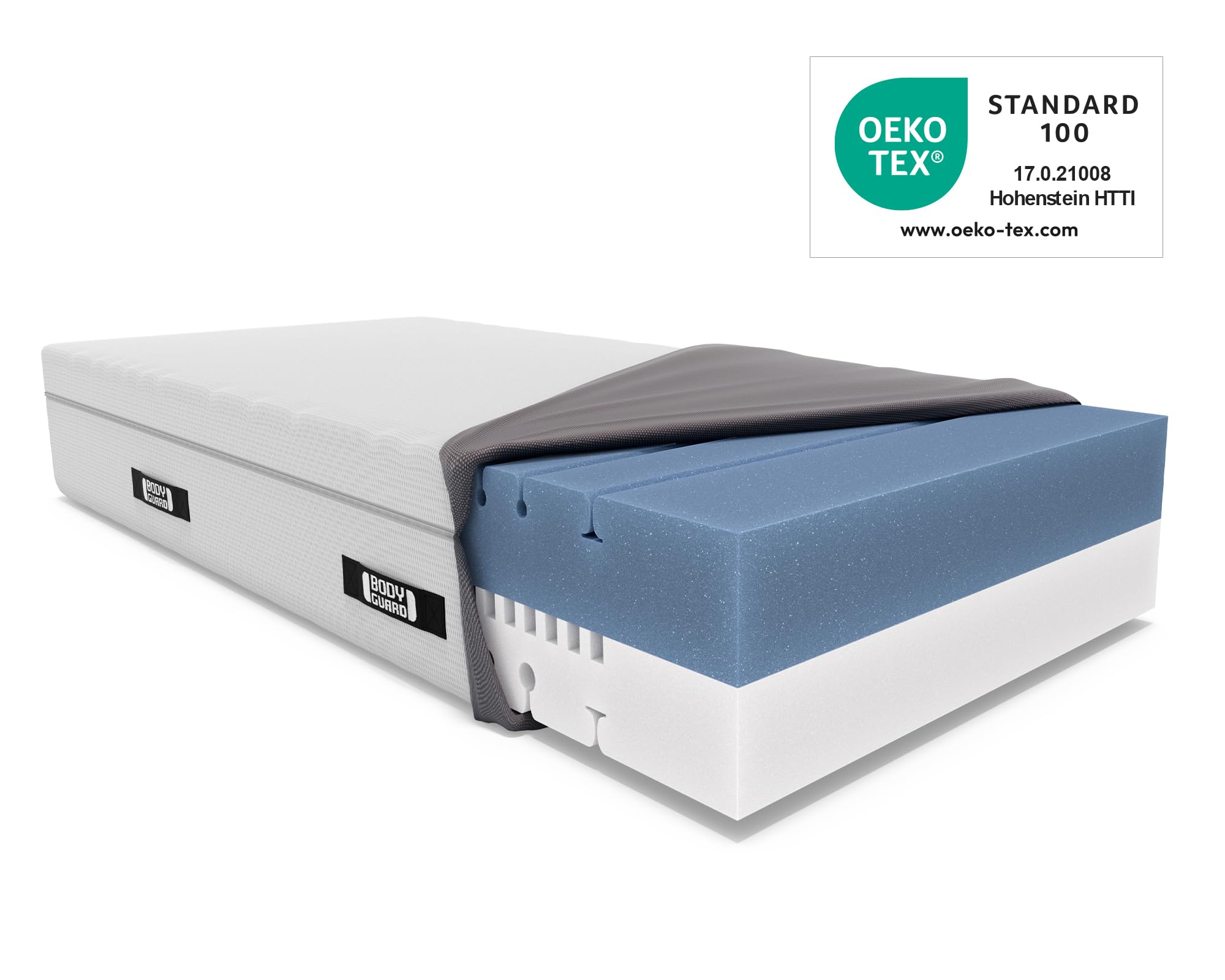 bett1 Bodyguard Boxspring Matratze 90x200 mit ca. 28 cm Matratzen-Höhe! (100% Vollschaum, 2in1 Liegehärten Mittelfest & Fester, Oeko-TEX 100, QXSchaum) 4