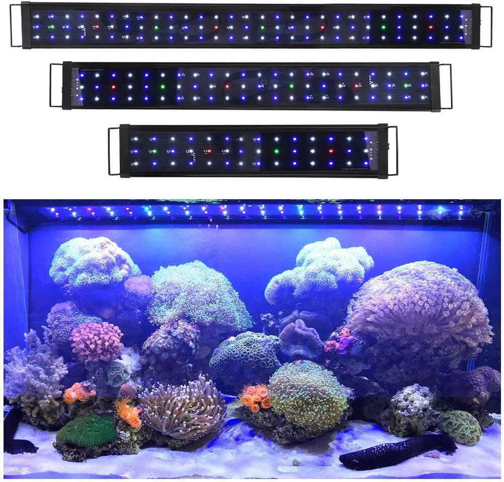 Aquarium Lighting Fish Tank Light Hood with Extendable Brackets,Aquarium Decoration Landscaping Lights Two Colors Switchable