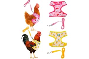 PRASACCO 2 Pcs Adjustable Chicken Harness and Leash Set, Comfortable Chicken Vest Elastic Hen Vest with Strawberry Pineapple Print for Small Pets Duck Goose Hen Training Walking Supplies