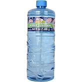 Made in USA Bubble Solution Refill with Wand 64oz Non Toxic Dye Free (1/2 Gallon), Kids Easy Grip Bottle Refill for Bubble Ma