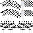 Amazon.com : Checkered Flags on Sticks, 40Pcs Black and White Checkered ...