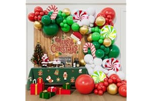 Beaumode Christmas Balloon Garland Arch Kit 160pcs Red Green Balloons for Candy Merry Christmas Party Friendsmas Santa Claus Birthday Holiday Party Decoration
