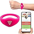Sharewear Smart Bands for Kids if Lost, Child Safety ID Wristband, NFC Bracelet for Children, Smart Medical ID Band, Lost Kids, Disney Essentials, Child Bracelet for Disney (Neon Pink)