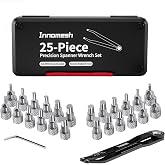 25 Piece Pin Spanner Wrench Set,42CRMO Heat-Treated,Nickel-Plated Finish,Adjustable Spanner Wrench for Bearings,Pulleys &amp; Lock Nuts,Metric &amp; Imperial Precision Pin Wrench,160mm Arms,180&deg; Rotation