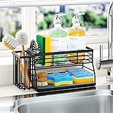 SWTYMIKI Sponge Holder for Kitchen Sink - 2 Tier Rustproof Sink Caddy with Instant Drying Stone, Removable Dish Brush Holder, Stainless Steel Kitchen Caddy for Coutertop Storage Accessories
