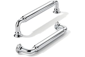 khtumeware 10-Pack Polished Chrome Heavy-Duty Solid Cabinet Pulls, 5 Inch (128mm) Hole Center, Drawer Pulls, Cabinet Hardware, Suitable for Kitchen Cabinets, Bathrooms and Dressers