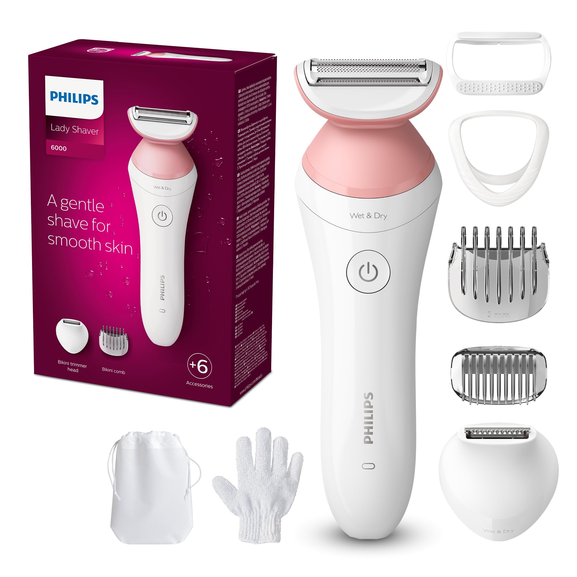 Philips Lady Shaver Series 6000 BRL146/00 Cordless with Wet and Dry use, White