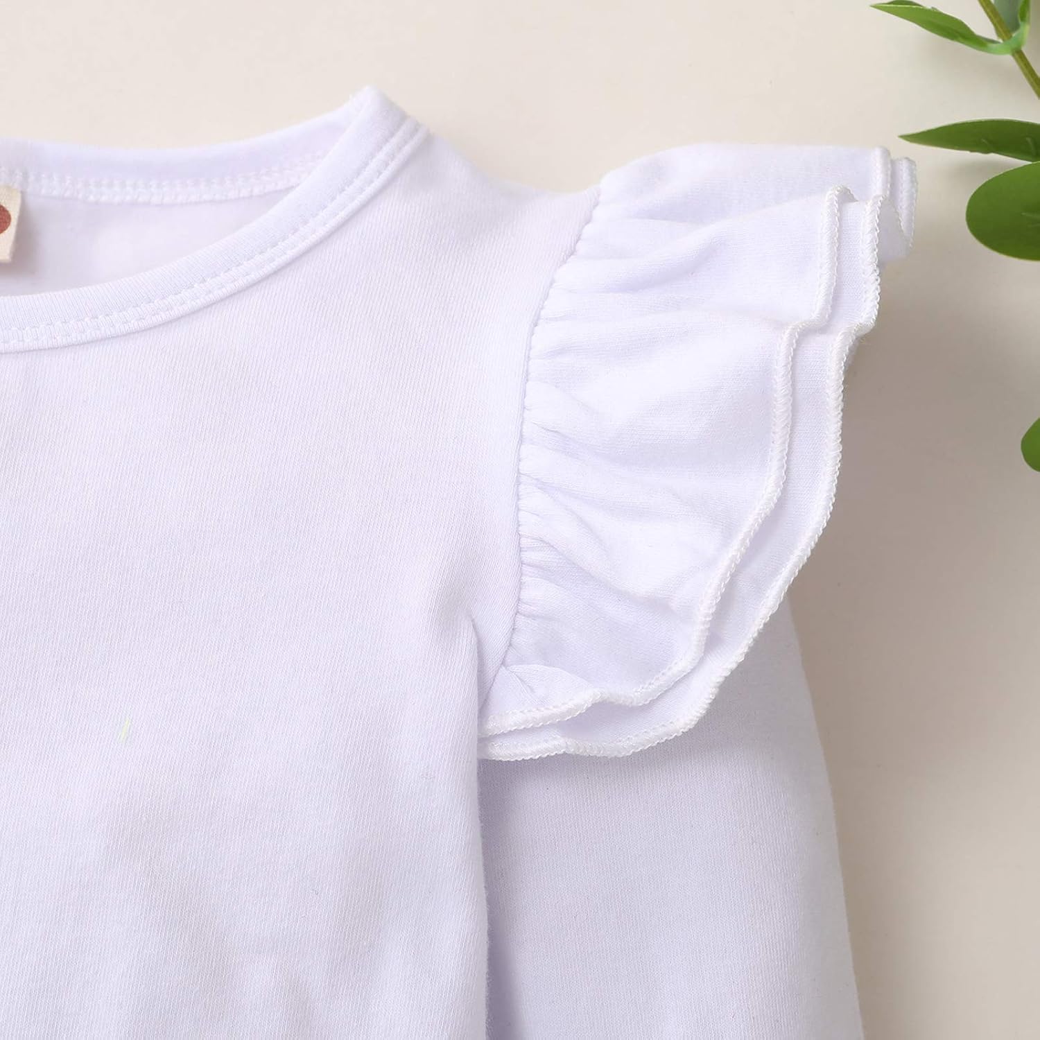 LYSMuch Toddler Baby Girls Ruffle Top Kids Cotton Outfit Solid Color Clothes: Clothing