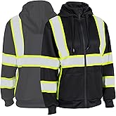 PALAMLY Women Hi Vis Hoodie Reflective ANSI Class Safety Fleece Jackets High Visibility Work Sweatshirts