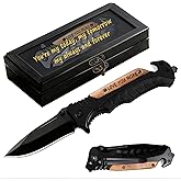 ZRAYU Gifts for Him Boyfriend Husband Valentines Day, Engraved Pocket Knife with Wood Box, Anniversary Birthday Gift Ideas for Him Men, Cool Unique Folding Knife for Outdoor Camping Hiking