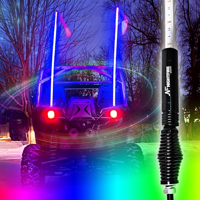 Buy Blue 4FT Led Whip Light for RZR ATV Flag Poles UTV Antenna Quad