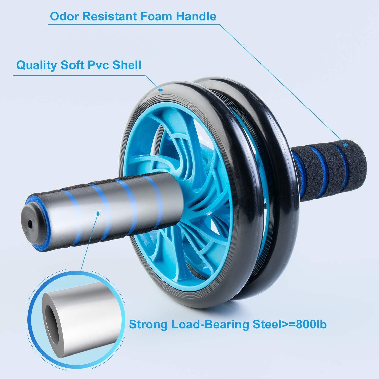 BOSWELL Ab Roller Wheel, 5-in-1 Ab Roller Kit with Knee Pad, Grip, Skipping Rope, Resistance Bands, Pad Push Up Bars Handles Grips, Perfect Home Gym Equipment for Men Women Exercise : Sports & Outdoors