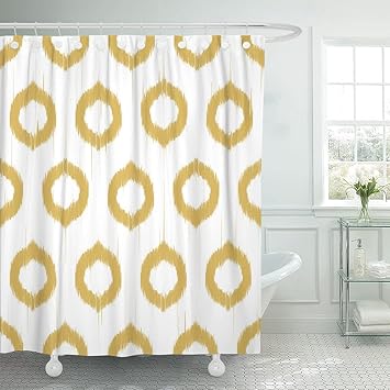 Amazon Com Emvency Shower Curtain Yellow Mustard Patter Design