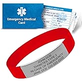 Personalized Medical Alert Bracelet for Men & Women – Custom Engraved Waterproof Silicone Wristband with Stainless Steel ID Plate – Medical ID Bracelet for Allergies, Conditions, ICE Info & Emergency Card