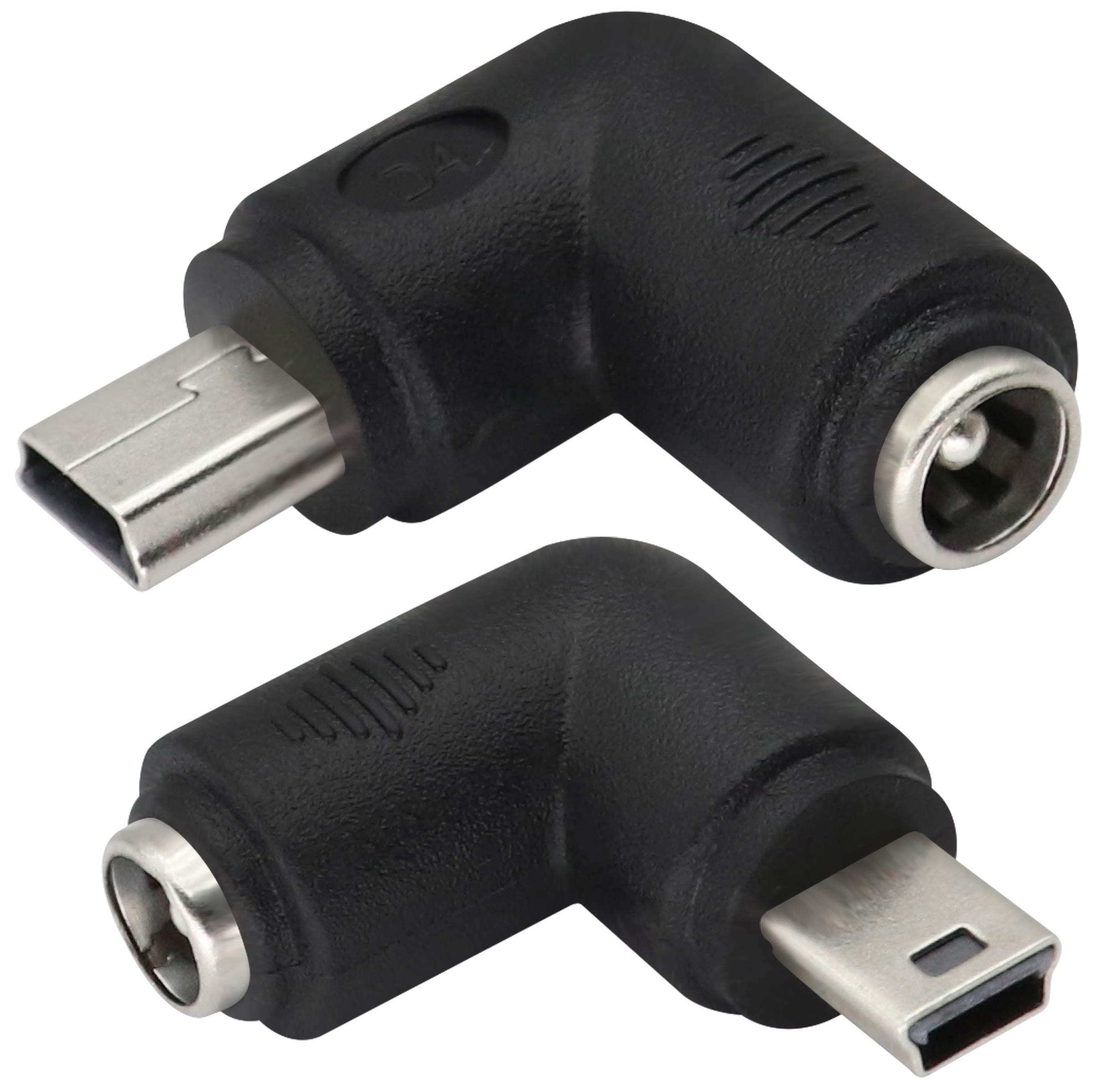 AAOTOKK 90 Degree Right Angle USB Male to DC 5.5x2.1mm Barrel Power Converter (2Pack) for Mini USB Charging Devices