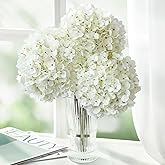 ZYTUYO 3PCS White Hydrangea Artificial Flowers 25.6" Large Fake Hydrangeas Flowers with Stems Faux Silk Bouquet for Indoor Home Decor Table Wedding Party Floral Outdoor Centerpieces