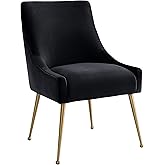 TOV Furniture Beatrix Ultra Modern Velvet Upholstered Dining Side Chair, 22" Black