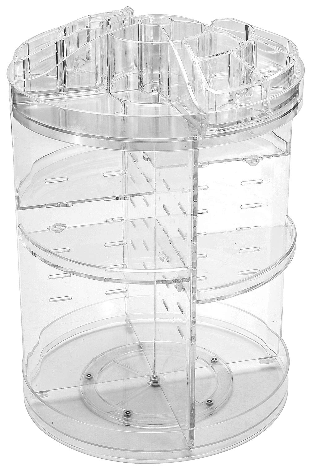 Sooyee 10 Inch 360 Rotating Makeup Organizer,8 Layers Adjustable Cosmetic Storage Display Case,Large Capacity Acrylic Ondisplay Shelf for Jewelry,Perfume,Skincare Products, Lotion and More, Clear