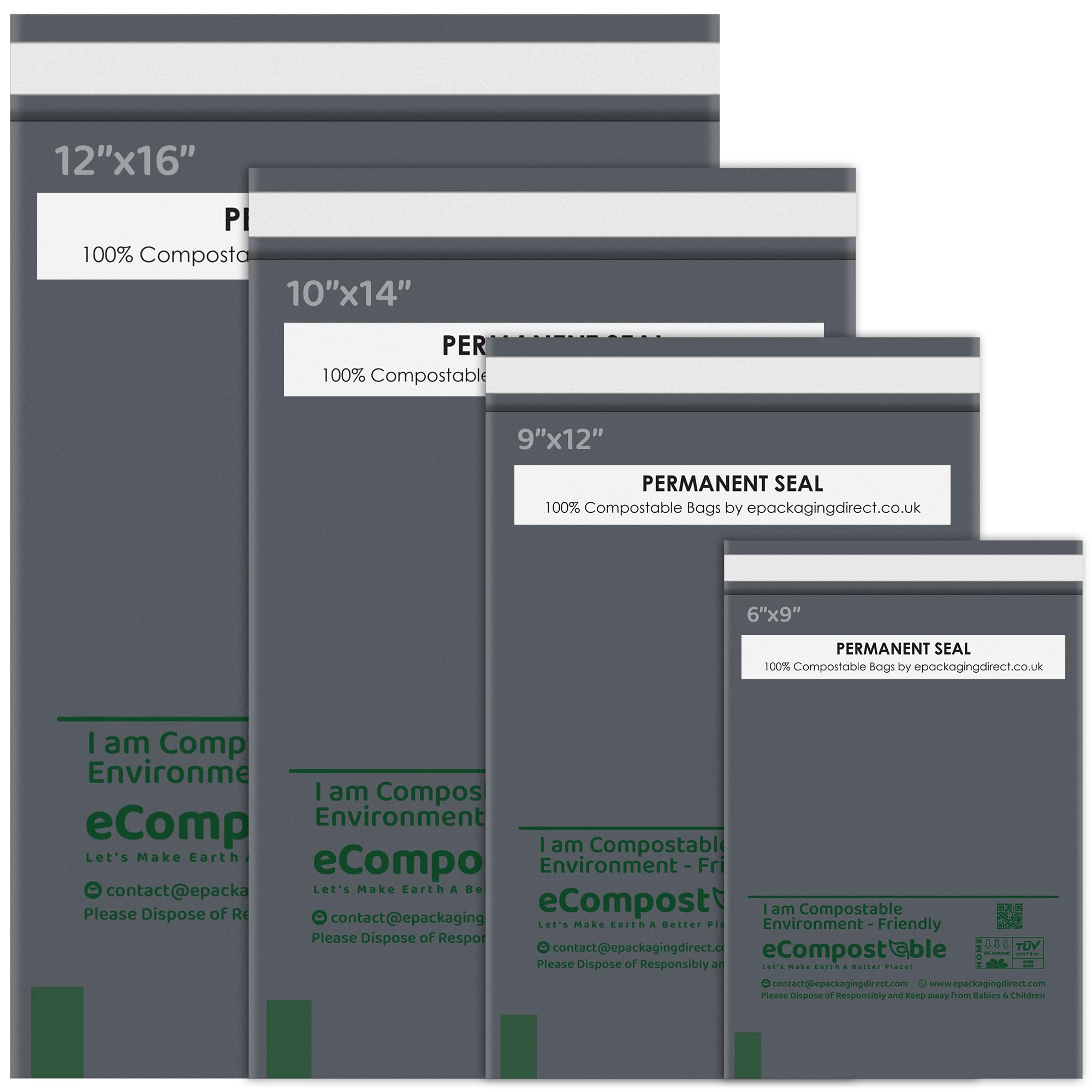 20 Mixed Compostable Mailing Bags Poly Postal Self Seal Bags 4 Sizes 5 from Each iSOUL Small to Large Mailing Bags Postage Packaging Assorted Mailers Posting Shipping Post Parcels Package Bags