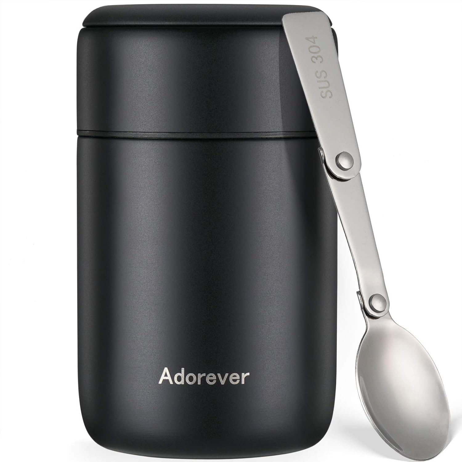 Insulated Food Jar, 17 oz Vacuum Insulated Stainless Steel Lunch Thermos for Hot Food Wide Mouth Leak Proof Food Soup Thermos Adult Kids Thermos with Folding Spoon for School Office Picnic Travel