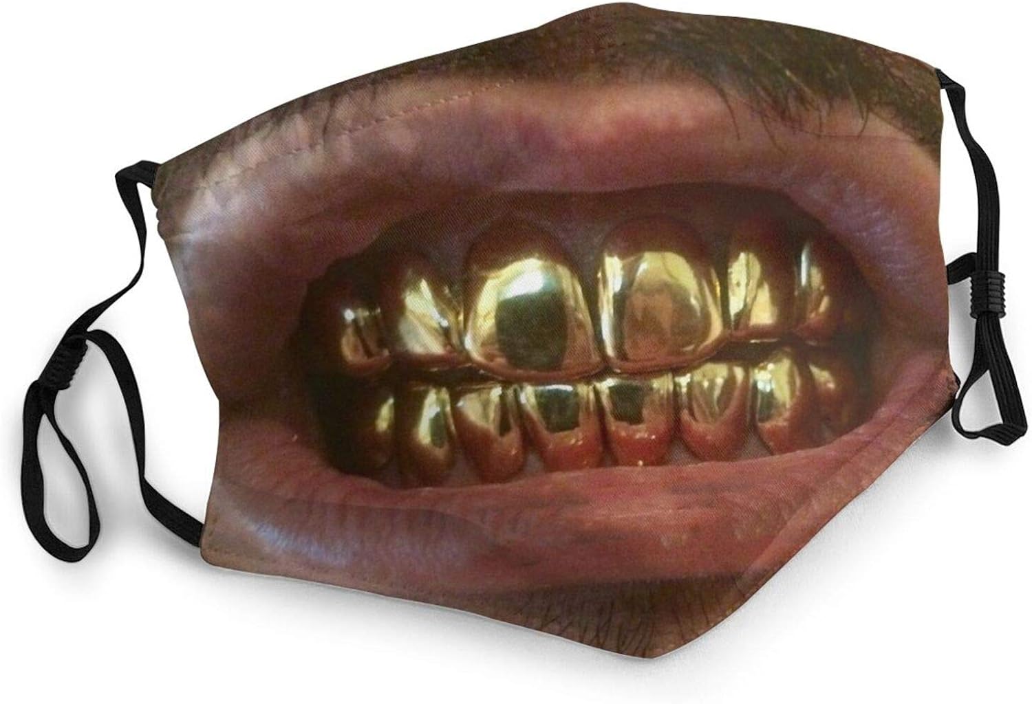 Breathable Face Masks Black Gold Tooth Unisex Cap Washable