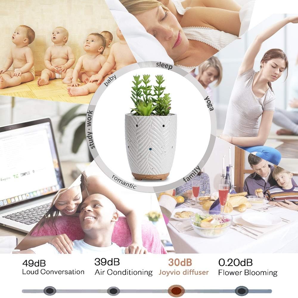 Essential Oil Diffuser, Artificial Succulent Plants Potted Diffusers for Essential Oils with 7 Colors LED Light,Ceramic Cool Mist Super Quiet Aromatherapy Diffuser for Home Office Bedroom: Kitchen & Dining