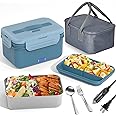 Vabaso Electric Lunch Box Food Heater, 1.8L/61oz Heated Lunch Box for Adults Car/Truck Home/Work, 100W Food Warmer Heating Lunch Box with Stainless Steel Container, 12V/24V/110V