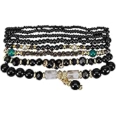 Involsionary Bohemian Stackable Colorful Crystal Beads Bracelets Handmade Multilayered Elastic Beaded Stretch Bracelet for Women Summer Statement Boho Jewelry