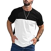 Verdusa Men's Casual Color Block T Shirts Short Sleeve Crew Neck Summer Tee Tops