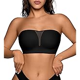 Seamless Wireless Strapless Bras for Women - V-Neck Full Coverage Strapless Bralette No Underwire Convertible Tube Top Bra