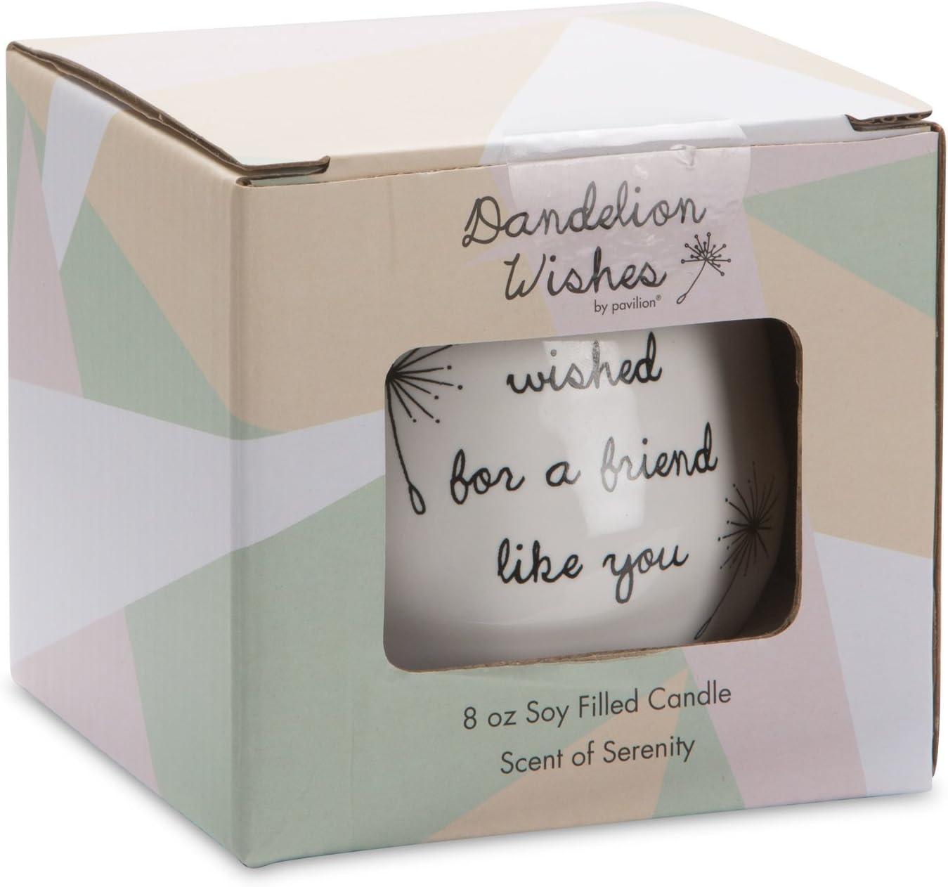 Pavilion Gift Company Plain Dandelion Always Wished for a Friend Like You White Ceramic Soy Serenity Scented Candle: Home & Kitchen