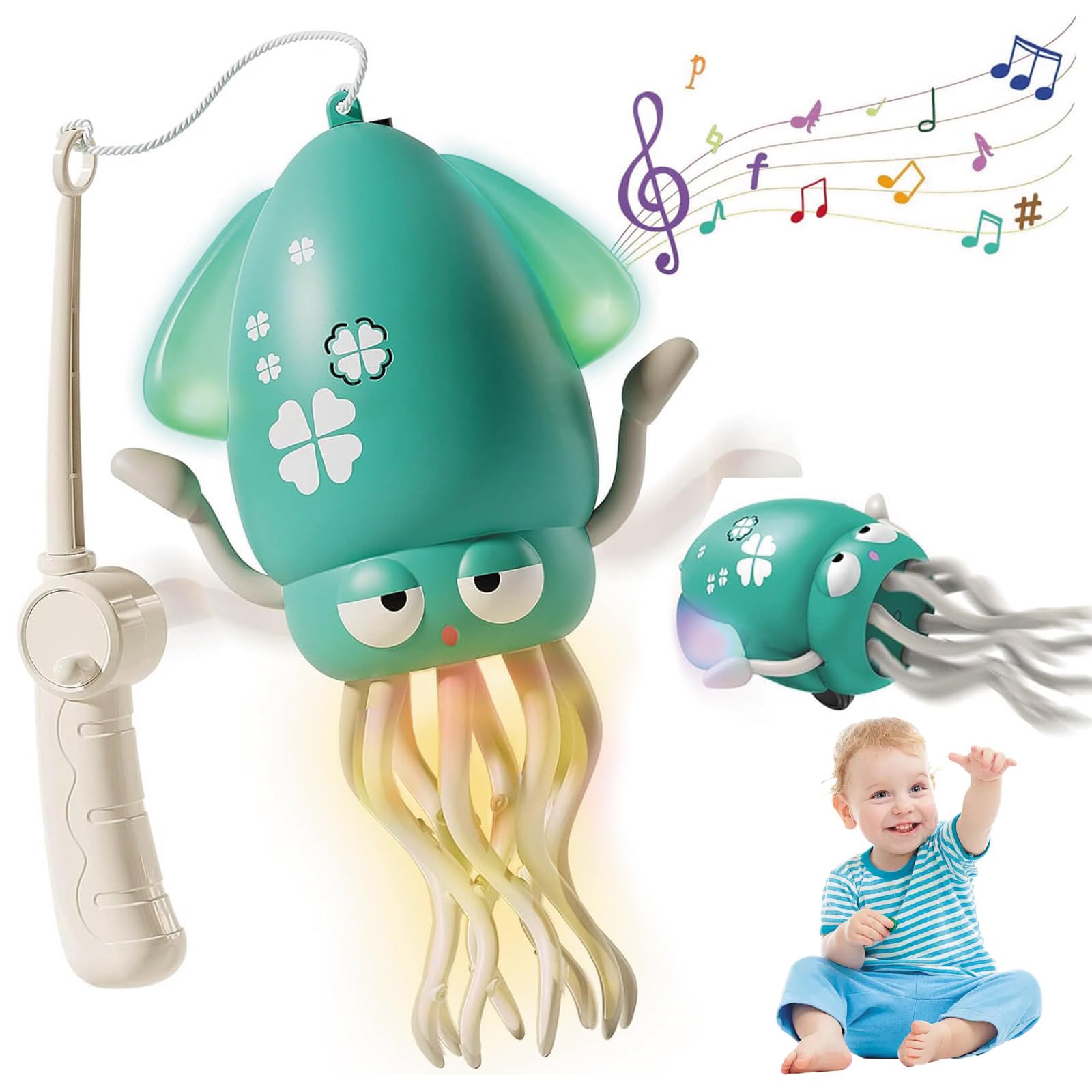 Dancing Octopus Toy, with the Colorful Lights and Music,Dancing Squid Toy with 8-Legged Design & Automatic Obstacle Avoidance Sensor ,Funny Dancing Crab Baby Toy for Kids Boys Girls Birthday Gifts