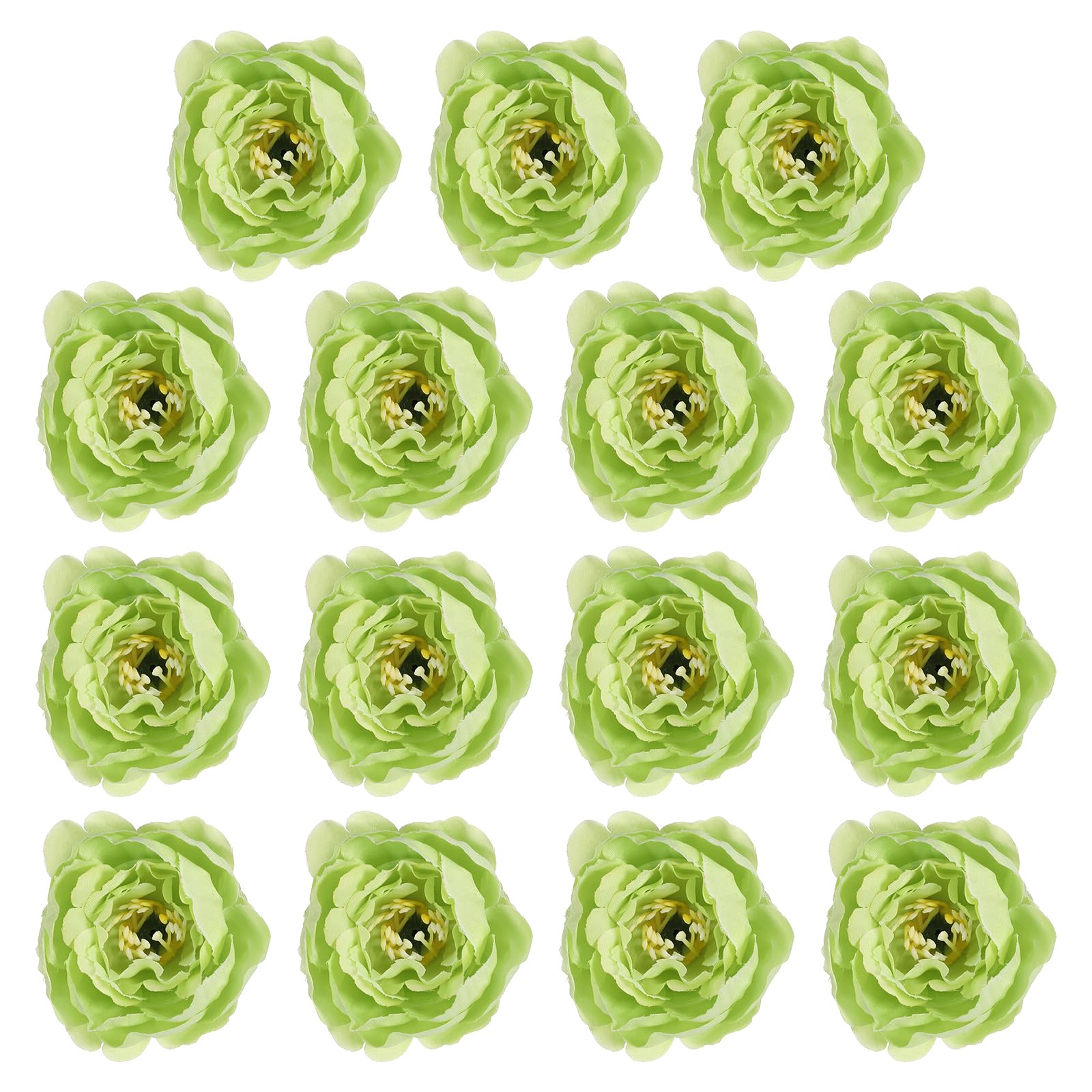 PATIKIL Artificial Flower Head, 30 Pcs Fake Flowers Heads Bulk Silk Peony Heads Simulation Flower for Bouquets Wreaths Wedding Decor, Green