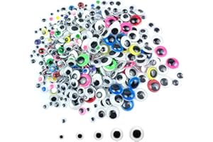 FKEYTO 500pcs Wiggle Eyes Self Adhesive Black White Googly Eyes for DIY Crafts Decoration,Size 6-15mm
