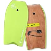 CONTOUR SURF Reed Bodyboard Body Boards for Beach Kids Lightweight EPS Core Dual Channel Double Swivel Coiled Wrist Leash(33/37/39 inch)