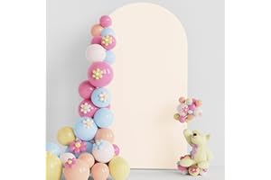 Putros Wedding Arch Cover 7.2FT Beige Spandex Fitted Arch Cover for Round Top Chiara Backdrop Stand Covers for Wedding Birthday Party Decoration