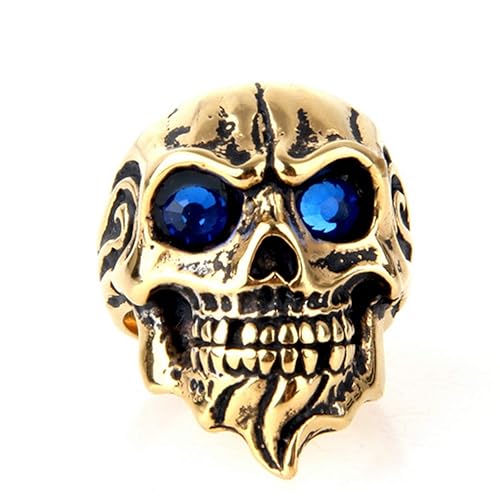 Amody Biker Ringbänder für Herren aus Edelstahl Punk Rock Schädel Ringe Gothic Punk Ring für Herren