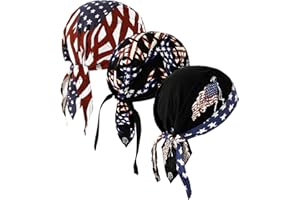 DOCILA 3 Pcs Do Rags for Men Skull Cap Bandana Hat Breathable Helmet Linner Beanie