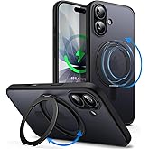 JETech 360 Degree Rotatable Ring Case for iPhone 17 6.3-Inch with Camera Control Button, Compatible with MagSafe, Slim Shockproof Phone Cover with Stand & Ring Holder (Black)